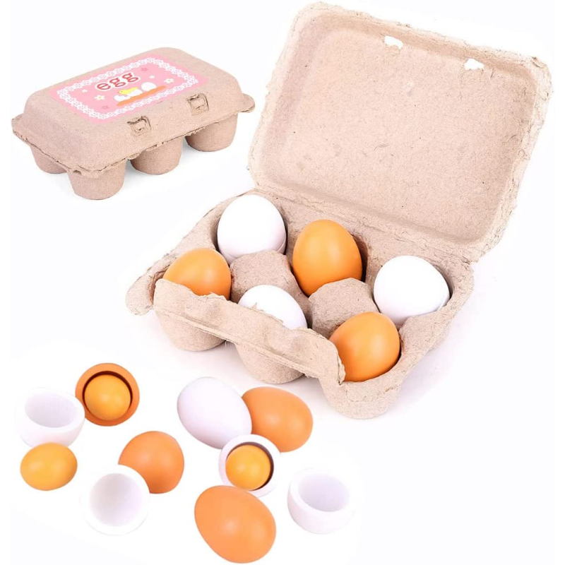 Kids Toys Play Egg - 6pcs Wooden Eggs Toy Egg Kitchen