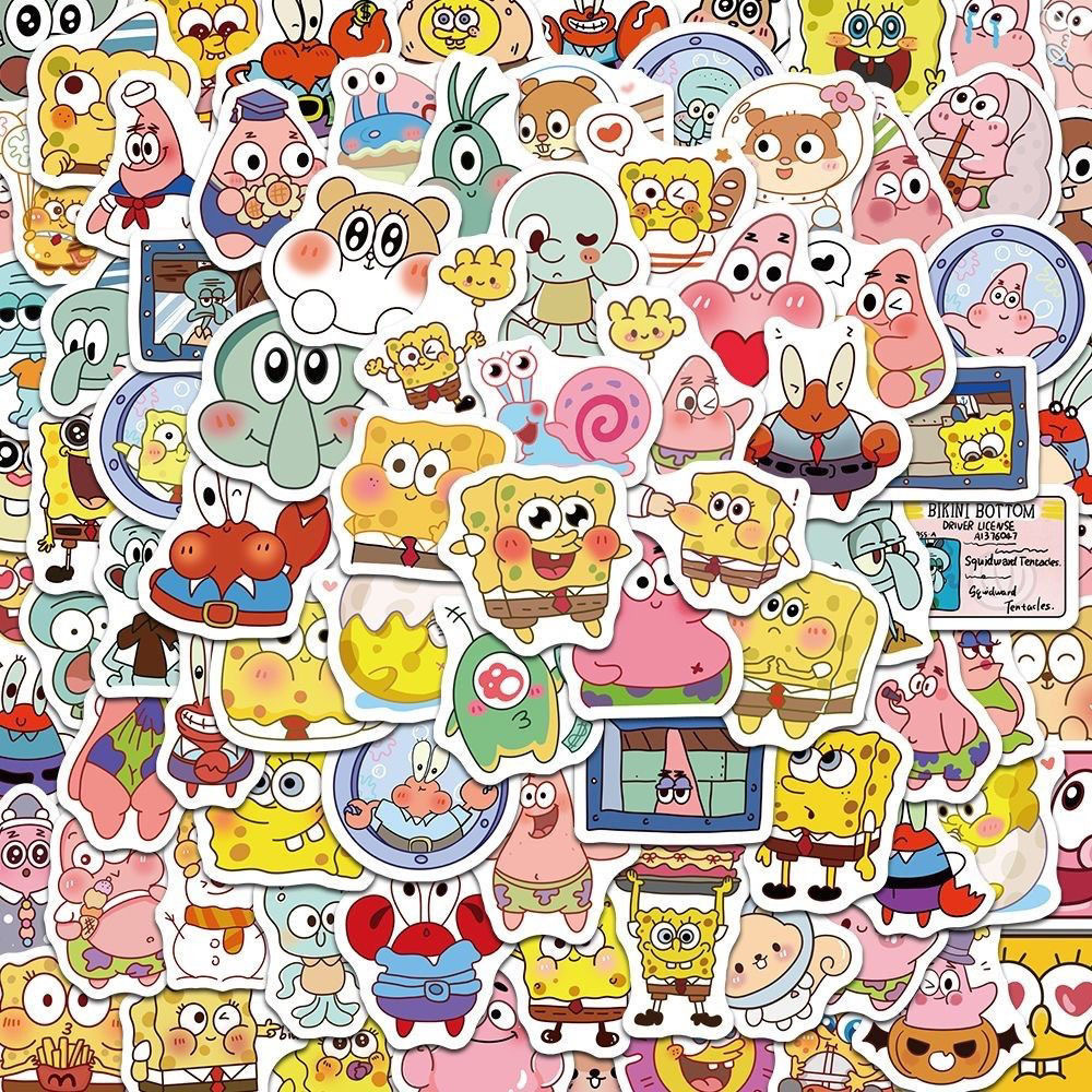 Kids Toys Cartoon Images - 100pCS SpongeBob SquarePants Stickers Cartoon Anime