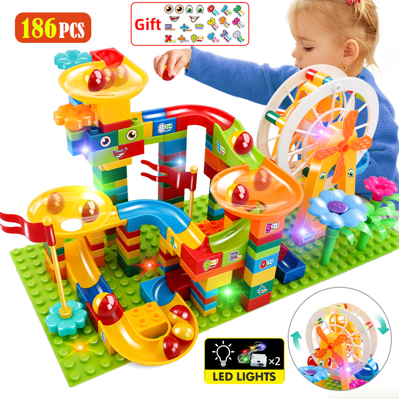 Marble Run Set - 36-186PCS Big Size Marble Race Run