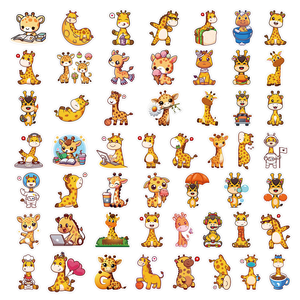 Kids Toys Cartoon Images - 52PCS Giraffe Sticker Cartoon Animal Cute