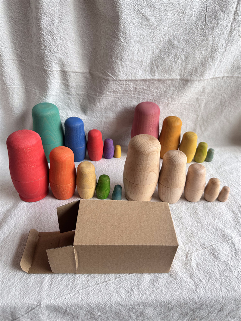 Wooden Blocks Stacking - Kids Wooden Toys Beech Rainbow Stacking