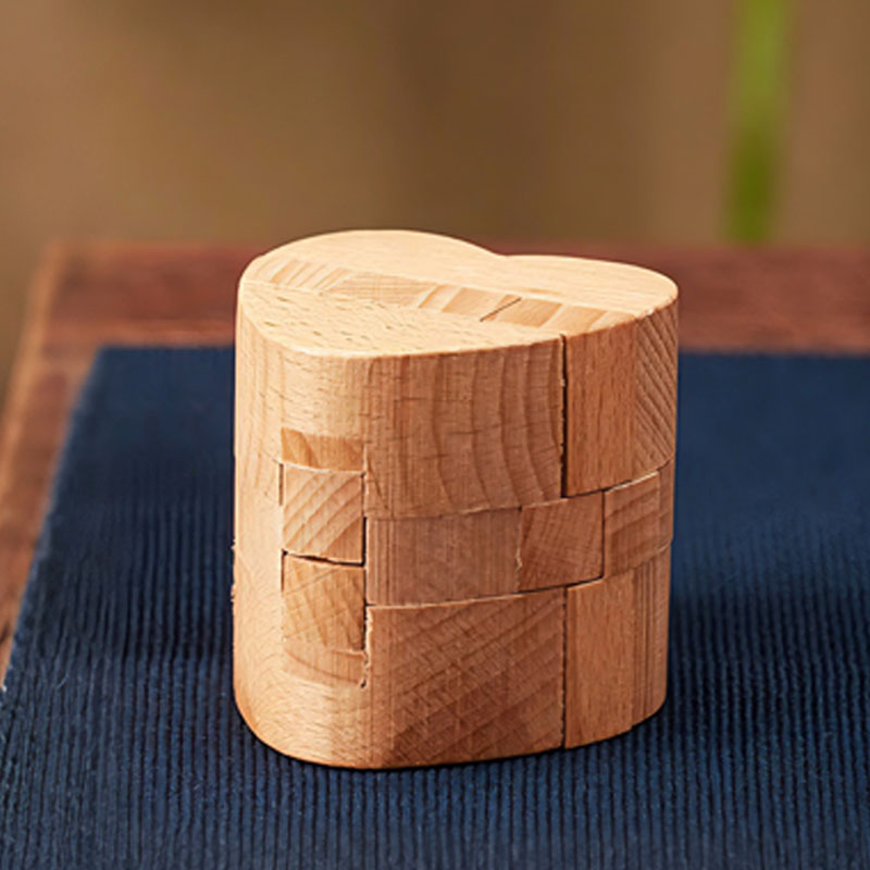 Wooden Puzzle Kids - Luban Lock Heart Shaped Puzzle Wooden