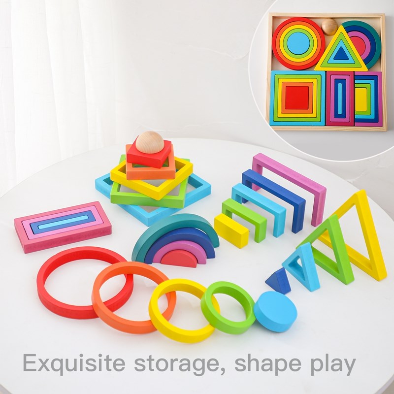 Montessori Wooden Block Toys B – Wooden Blocks Stacking recenzja i cena