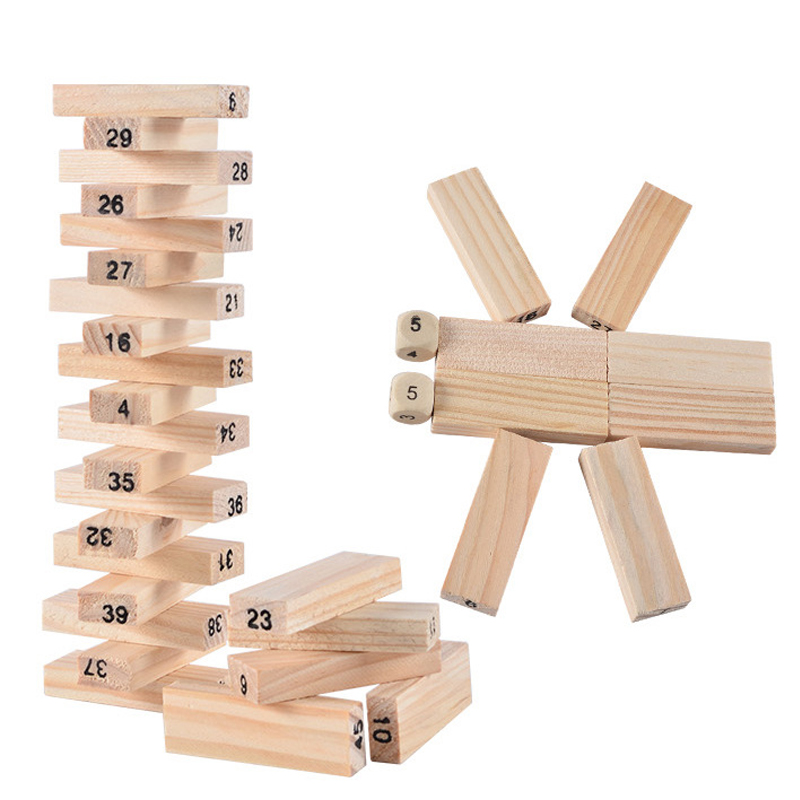 54Pcs Building Blocks Toy Funn – Wooden Blocks Stacking recenzja i cena