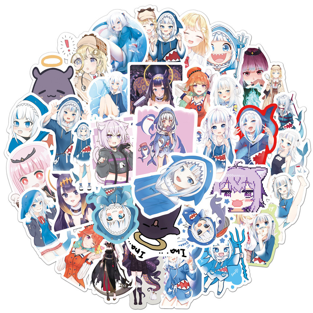 10/50PCS Gawr Gura Stickers Sh – Kids Toys Cartoon Images recenzja i cena