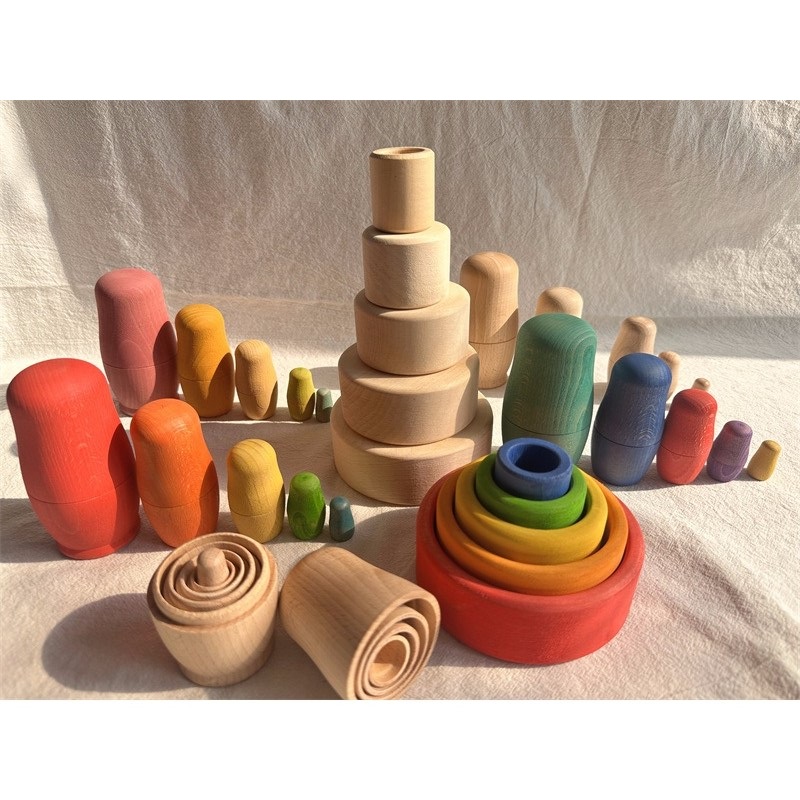 Kids Wooden Toys Beech Rainbow – Wooden Blocks Stacking recenzja i cena