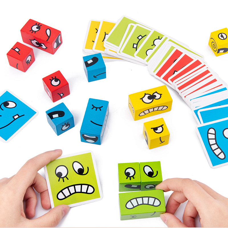 1Pcs Expressions Matching Puzz – Wooden Blocks Stacking recenzja i cena