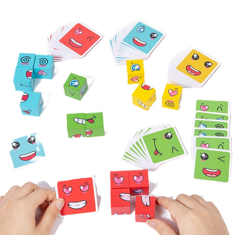 1Pcs Expressions Matching Puzz – Wooden Blocks Stacking recenzja i cena