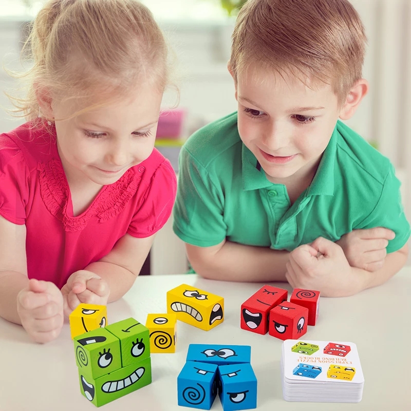 1Pcs Expressions Matching Puzz – Wooden Blocks Stacking recenzja i cena
