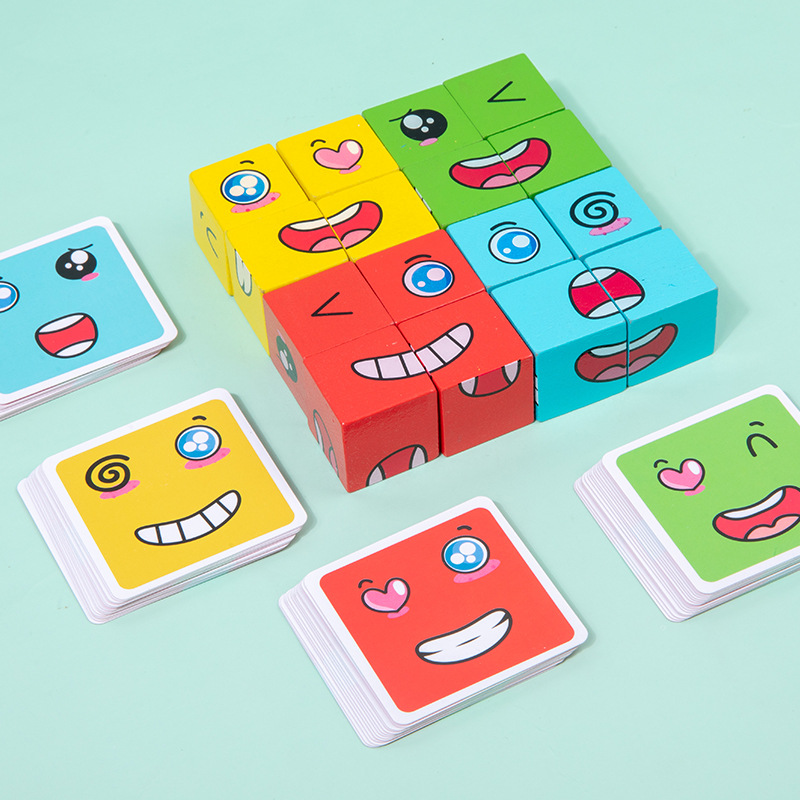 1Pcs Expressions Matching Puzz – Wooden Blocks Stacking recenzja i cena
