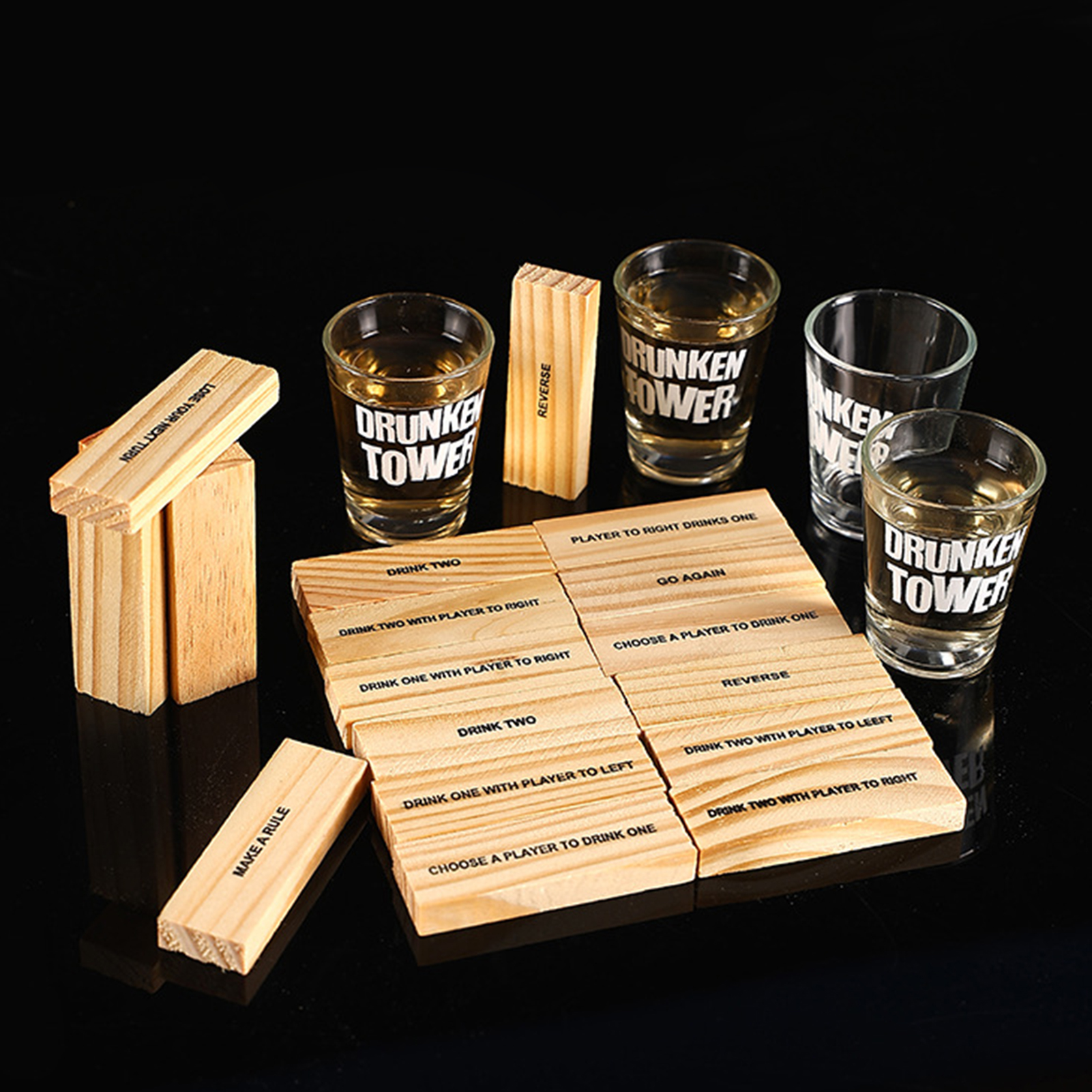 Wooden Stacking Drinking Game  – Wooden Blocks Stacking recenzja i cena