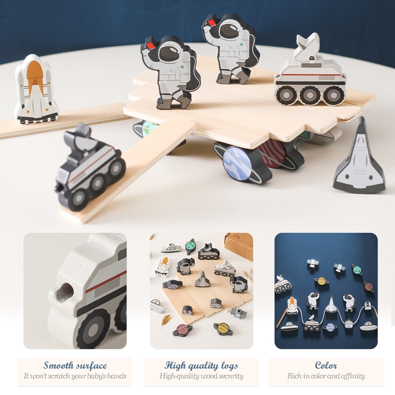 Baby Threading Toy Outer Space – Wooden Blocks Stacking recenzja i cena